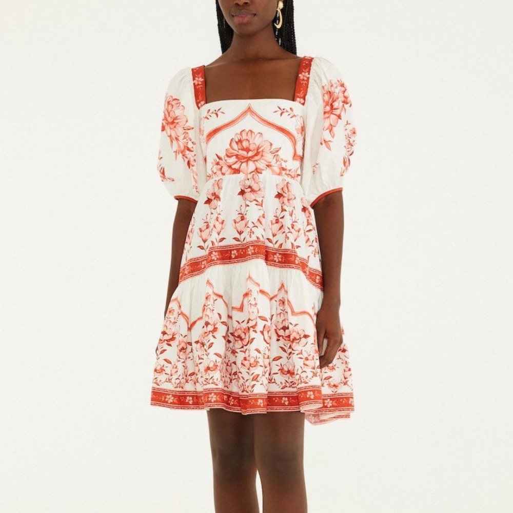 NWT 🌺 FARM RIO Red Porcelain Garden Mini Dress - Picture 3 of 9